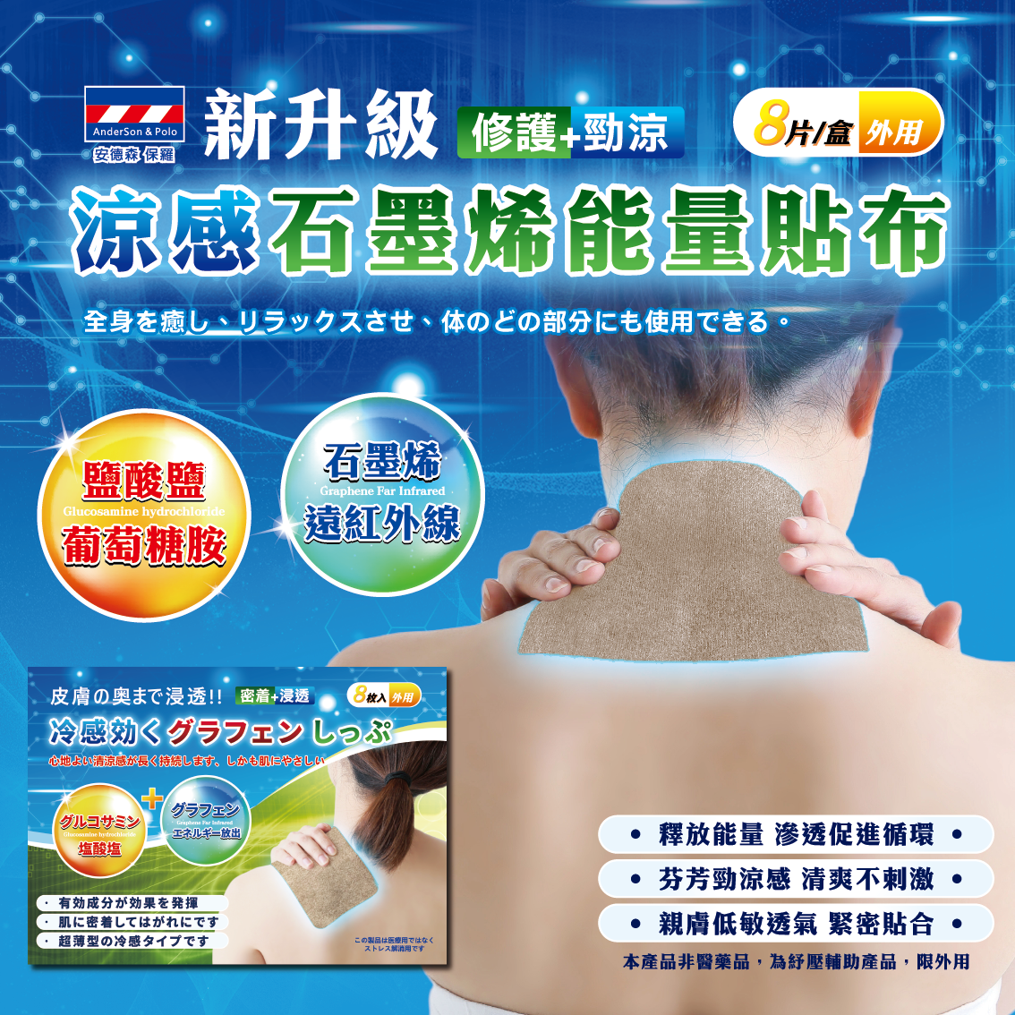 【安德森 保羅】 新升級 – 涼感石墨烯能量貼布